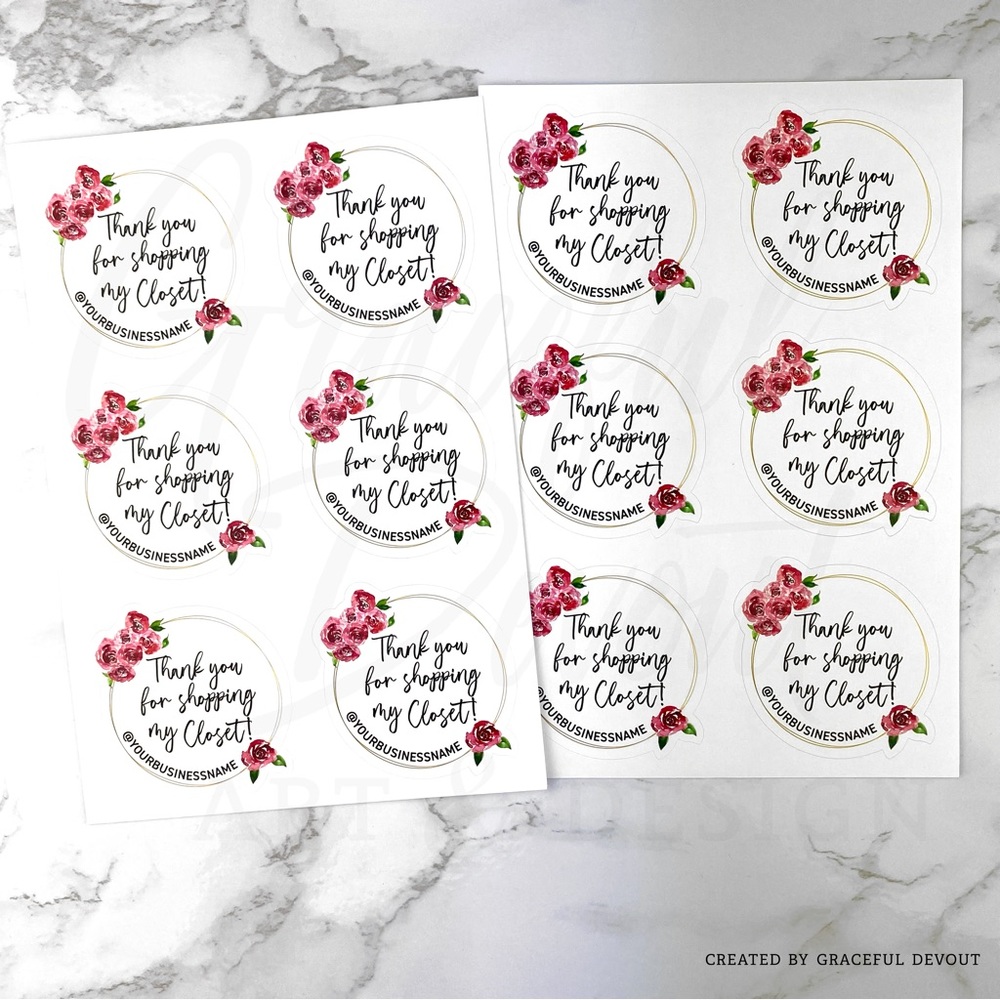πΉThank You For Shopping My Closet! - 2" (inches) (48ct.) Stickers - Picture 6 of 7